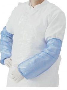 Manchette jetable en polyéthylène garantit une protection imperméable de l’avant-bras jusqu’au coude. 