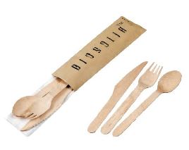 Kit couverts 4 en 1 fourchettes : couteaux, cuillères, serviettes blanches