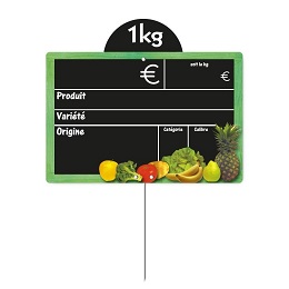 Etiquette Prix Fruits et légumes "Cueillette" avec pique, disque poids